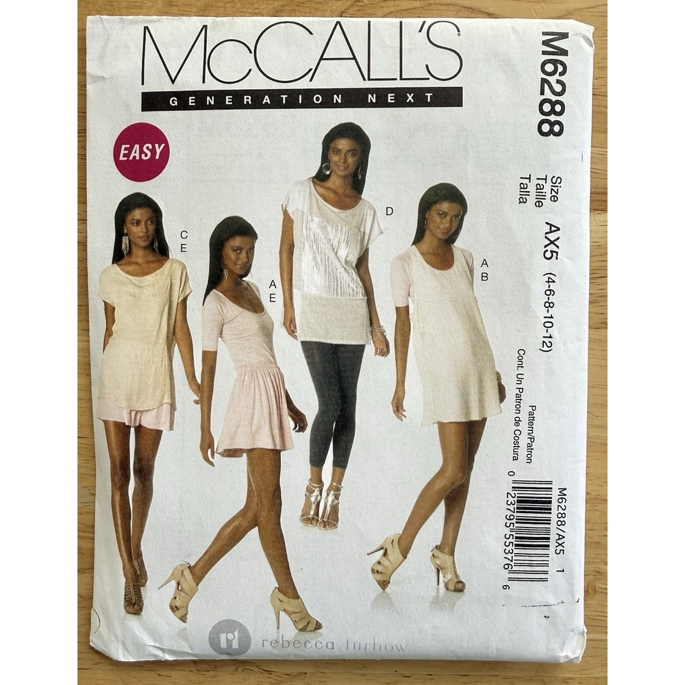 McCall's Rebecca Turbow Pattern M6288 Misses' Tops Dress Skirt 5 Styles Sz 4-12